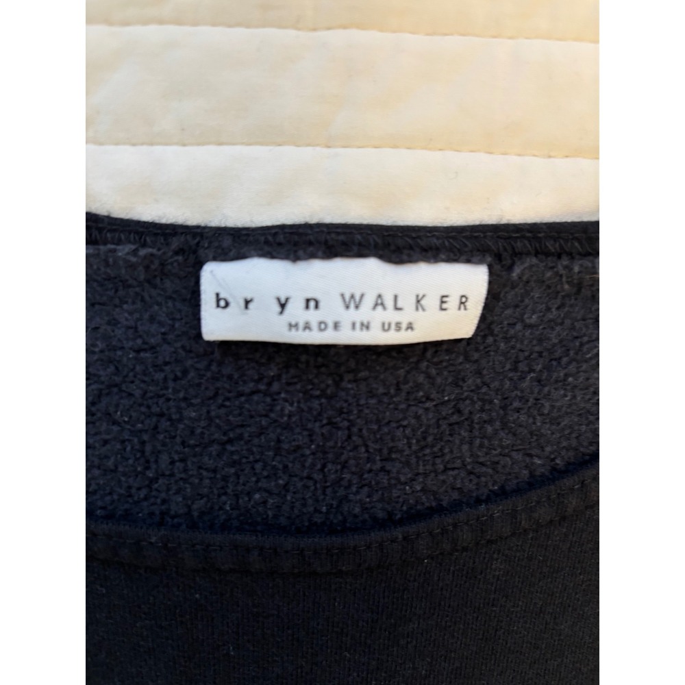 Bryn Walker Black Bamboo Organic Cotton Fleece Tunic Pocket Sweatshirt Womens M